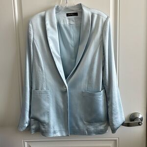 Ontwelfth Women’s Metallic Light Blue Blazer w/ Padded Shoulders - Size Medium